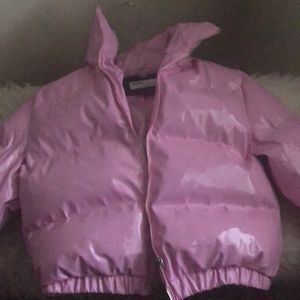 Pink puffer jacket